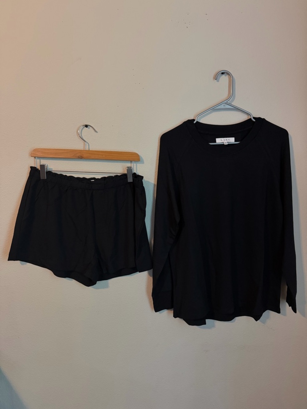 Women’s Lake Pajamas Relax Shorts Set M Black French Terry Modal Lounge SOLD OUT